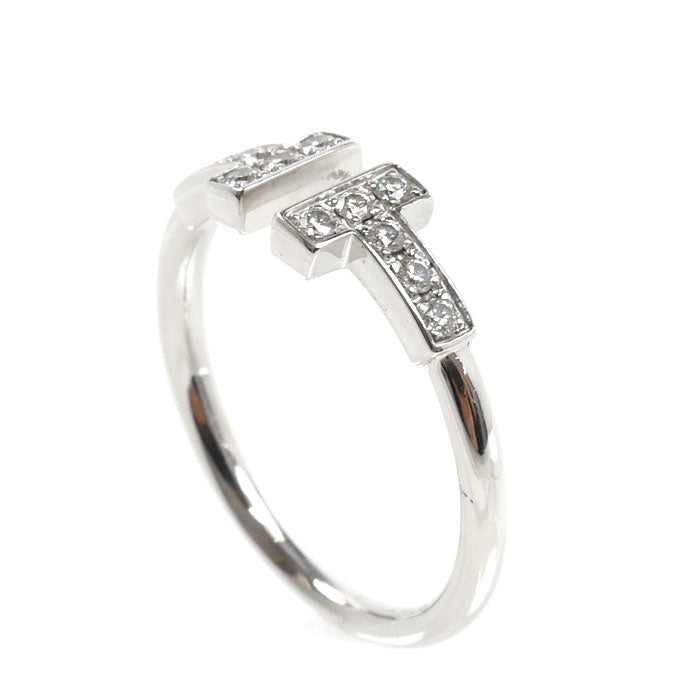 TIFFANY&Co. ティファニー K18WG ホワイトゴールド Tワイヤー リング・指輪 60147237 ダイヤモンド 8号 2.3g レディース【中古】【美品】