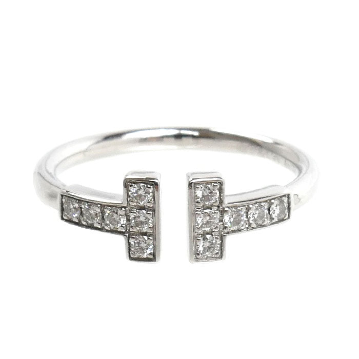 TIFFANY&Co. ティファニー K18WG ホワイトゴールド Tワイヤー リング・指輪 60147237 ダイヤモンド 8号 2.3g レディース【中古】【美品】
