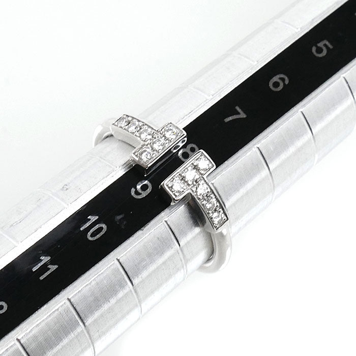 TIFFANY&Co. ティファニー K18WG ホワイトゴールド Tワイヤー リング・指輪 60147237 ダイヤモンド 8号 2.3g レディース【中古】【美品】