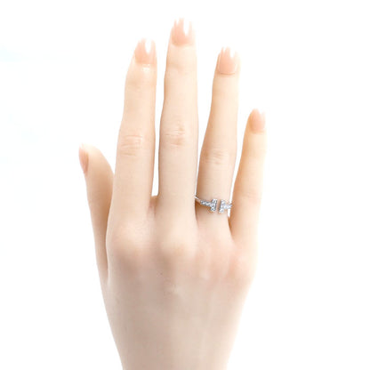 TIFFANY&Co. ティファニー K18WG ホワイトゴールド Tワイヤー リング・指輪 60147237 ダイヤモンド 8号 2.3g レディース【中古】【美品】