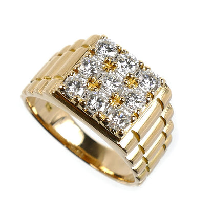 K18YG イエローゴールド リング・指輪 ダイヤモンド1.34ct 22号 10.8g メンズ【中古】【美品】