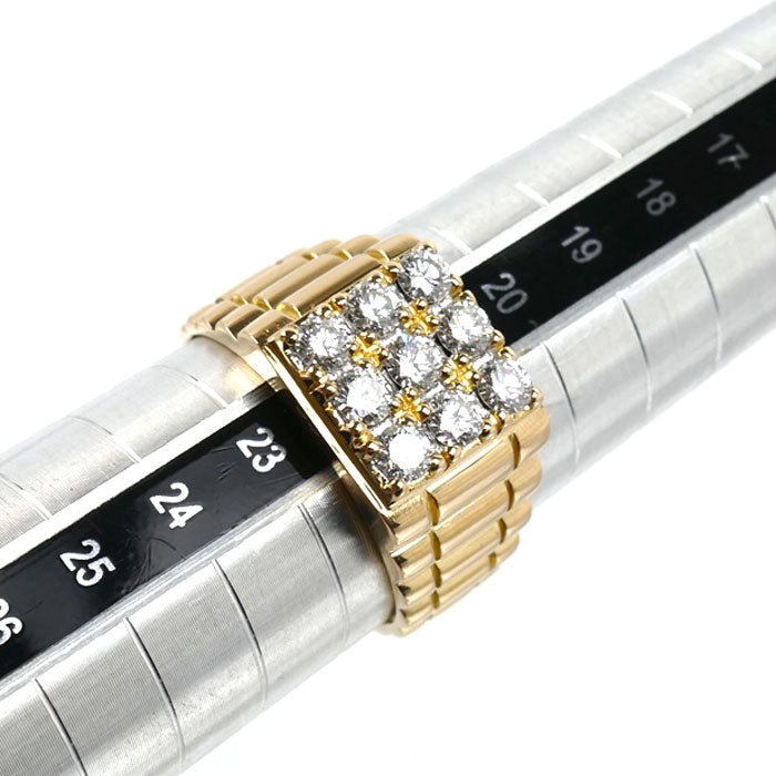 K18YG イエローゴールド リング・指輪 ダイヤモンド1.34ct 22号 10.8g メンズ【中古】【美品】