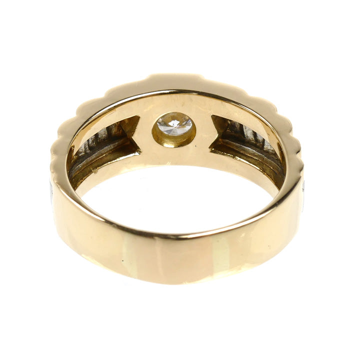 K18YG イエローゴールド Pt900プラチナ リング・指輪 ダイヤモンド0.45ct 21号 12.3g メンズ【中古】【美品】