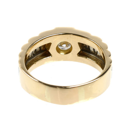 K18YG イエローゴールド Pt900プラチナ リング・指輪 ダイヤモンド0.45ct 21号 12.3g メンズ【中古】【美品】