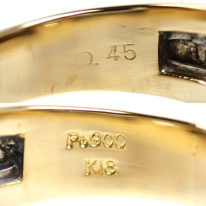 K18YG イエローゴールド Pt900プラチナ リング・指輪 ダイヤモンド0.45ct 21号 12.3g メンズ【中古】【美品】