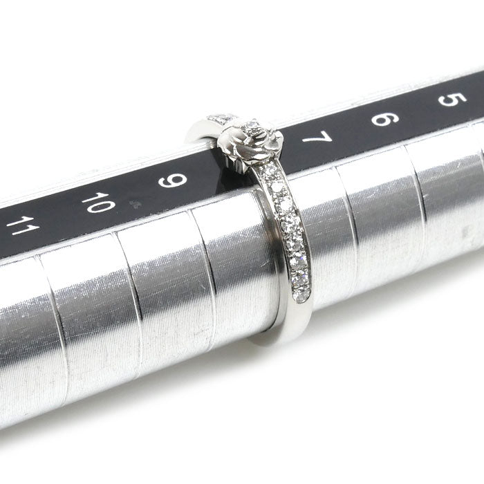 CHANEL シャネル Pt950プラチナ カメリア コレクション マリッジ リング・指輪 J11885 ダイヤモンド 7.5号 48 3.6g レディース【中古】【美品】
