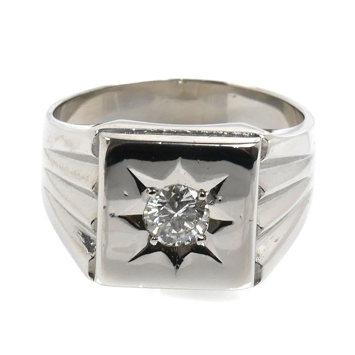Pt900プラチナ リング・指輪 ダイヤモンド0.415ct 19号 19.3g メンズ【中古】【美品】