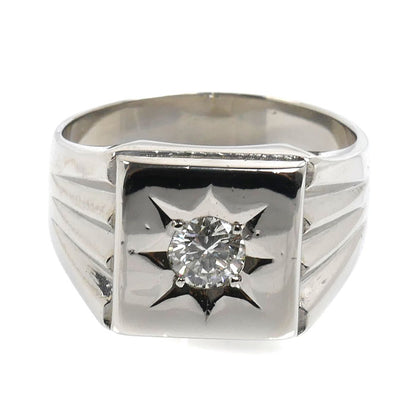 Pt900プラチナ リング・指輪 ダイヤモンド0.415ct 19号 19.3g メンズ【中古】【美品】