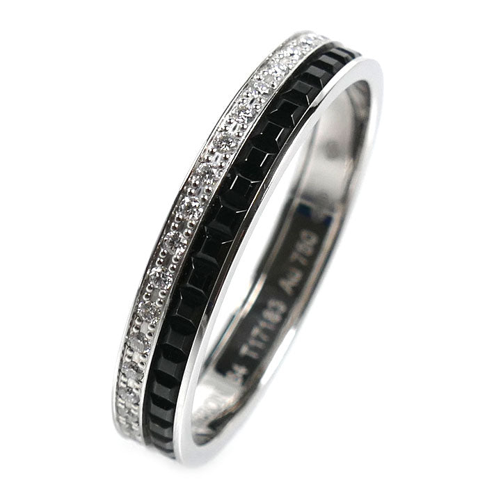 Boucheron ブシュロン K18WG ホワイトゴールド ブラックPVD キャトル ブラック ダイヤモンド ハーフ リング・指輪 JAL00227 ダイヤモンド 23.5号 64 4.9g メンズ【中古】【美品】