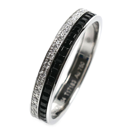 Boucheron ブシュロン K18WG ホワイトゴールド ブラックPVD キャトル ブラック ダイヤモンド ハーフ リング・指輪 JAL00227 ダイヤモンド 23.5号 64 4.9g メンズ【中古】【美品】