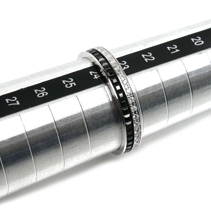 Boucheron ブシュロン K18WG ホワイトゴールド ブラックPVD キャトル ブラック ダイヤモンド ハーフ リング・指輪 JAL00227 ダイヤモンド 23.5号 64 4.9g メンズ【中古】【美品】