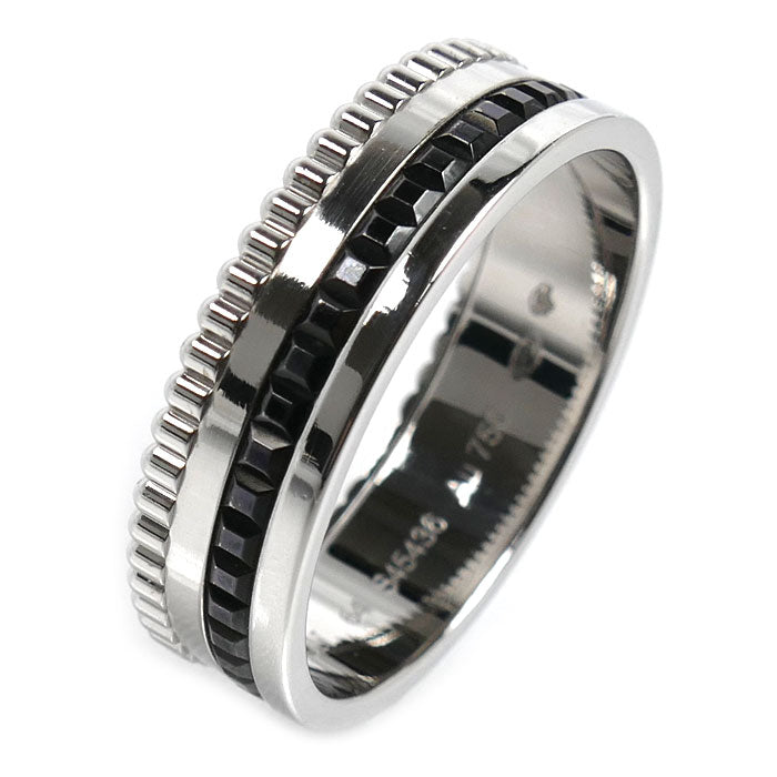 Boucheron ブシュロン K18WG ホワイトゴールド ブラックPVD キャトル ブラック スモール リング・指輪 JRG01790 23号 64 8.8g メンズ【中古】【美品】