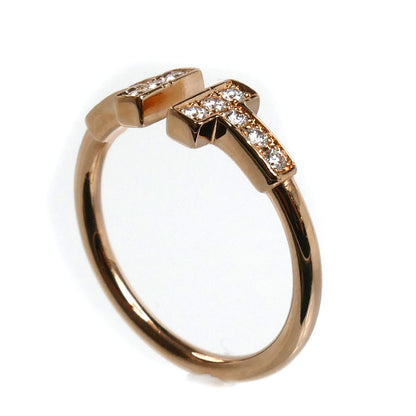 TIFFANY&Co. ティファニー K18PG ピンクゴールド Tワイヤー リング・指輪 60147322 ダイヤモンド 9号 2.6g レディース【中古】【美品】