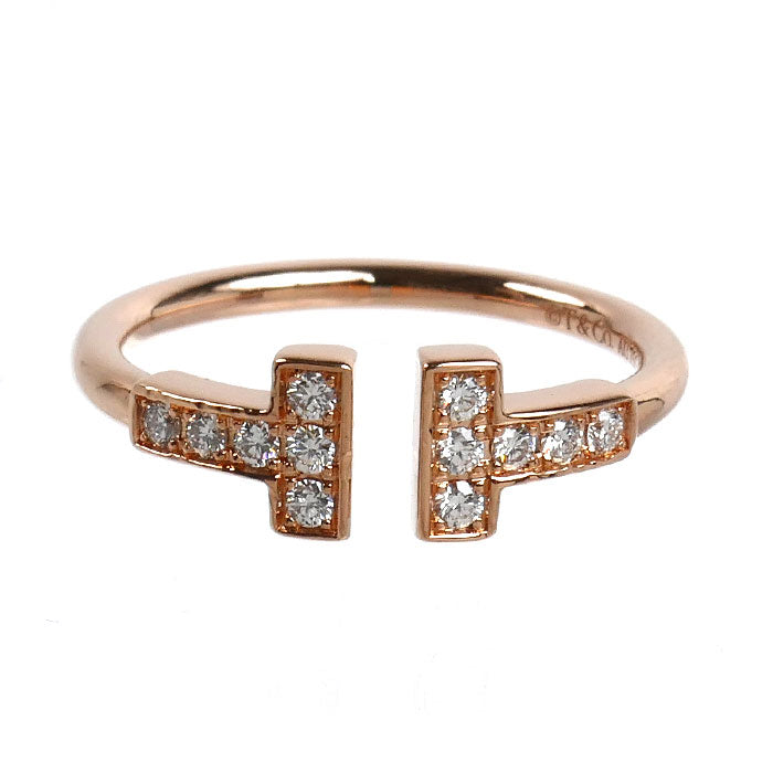 TIFFANY&Co. ティファニー K18PG ピンクゴールド Tワイヤー リング・指輪 60147322 ダイヤモンド 9号 2.6g レディース【中古】【美品】