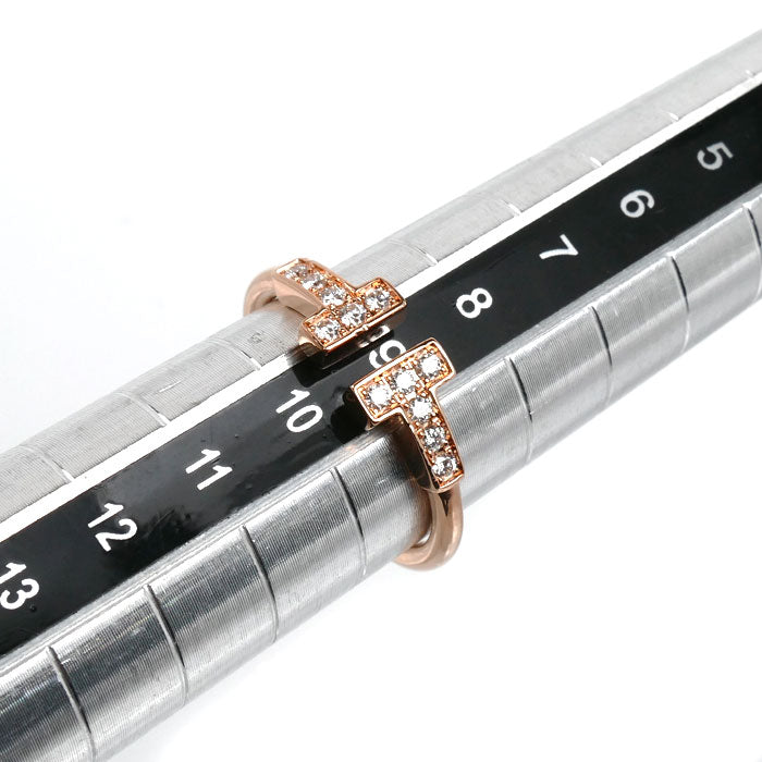 TIFFANY&Co. ティファニー K18PG ピンクゴールド Tワイヤー リング・指輪 60147322 ダイヤモンド 9号 2.6g レディース【中古】【美品】