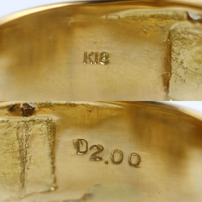 K18YG イエローゴールド リング・指輪 ダイヤモンド2.00ct 20号 11.4g メンズ【中古】【美品】