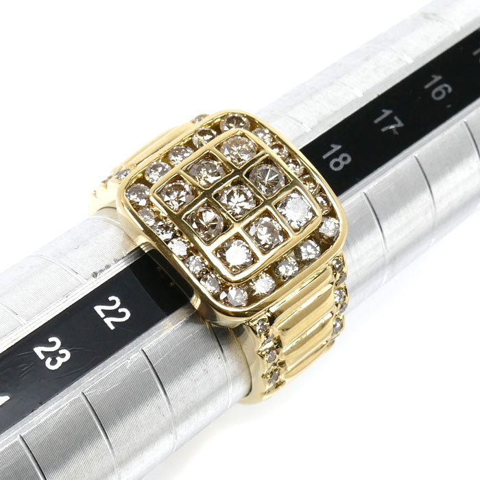 K18YG イエローゴールド リング・指輪 ダイヤモンド2.00ct 20号 11.4g メンズ【中古】【美品】