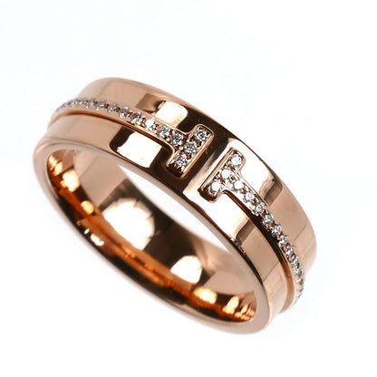 TIFFANY&Co. ティファニー K18PG ピンクゴールド T TWOナロー ワイド リング・指輪 ダイヤモンド 10.5号 6.7g レディース【中古】【美品】