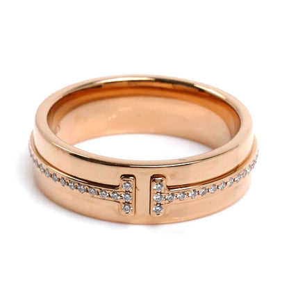 TIFFANY&Co. ティファニー K18PG ピンクゴールド T TWOナロー ワイド リング・指輪 ダイヤモンド 10.5号 6.7g レディース【中古】【美品】