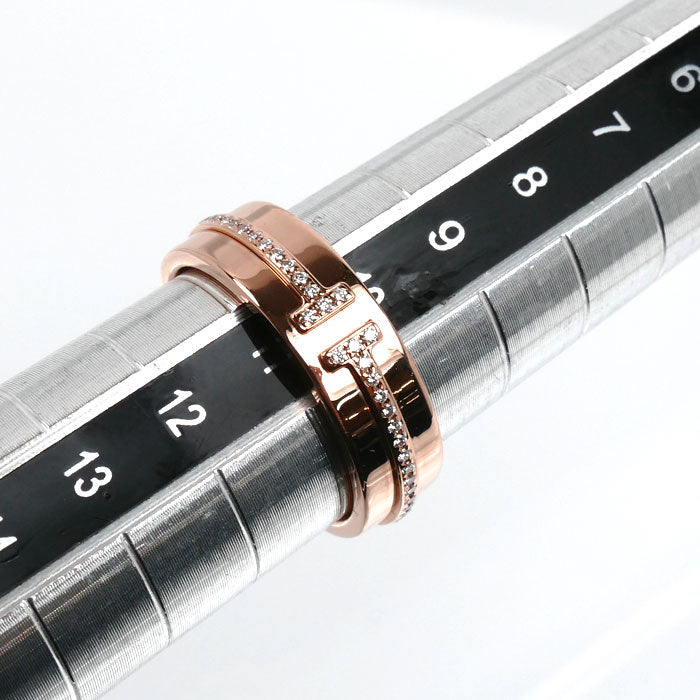 TIFFANY&Co. ティファニー K18PG ピンクゴールド T TWOナロー ワイド リング・指輪 ダイヤモンド 10.5号 6.7g レディース【中古】【美品】