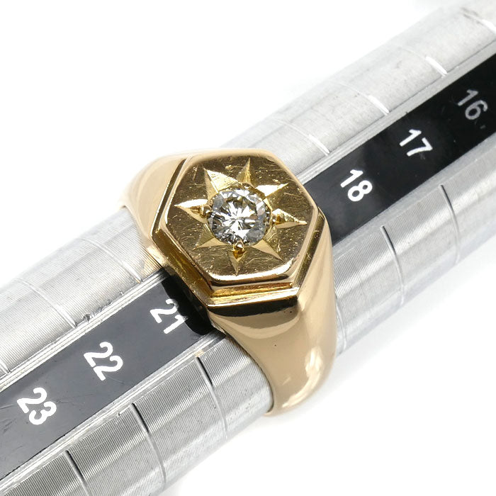 K18YG イエローゴールド リング・指輪 ダイヤモンド0.40ct 20号 12.4g メンズ【中古】