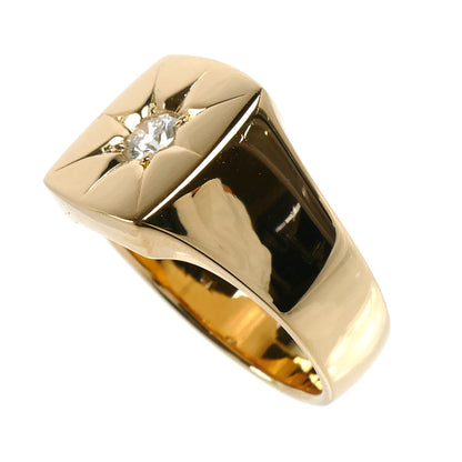 K18YG イエローゴールド 印台 リング・指輪 ダイヤモンド0.323ct 21号 18.9g メンズ【中古】【美品】