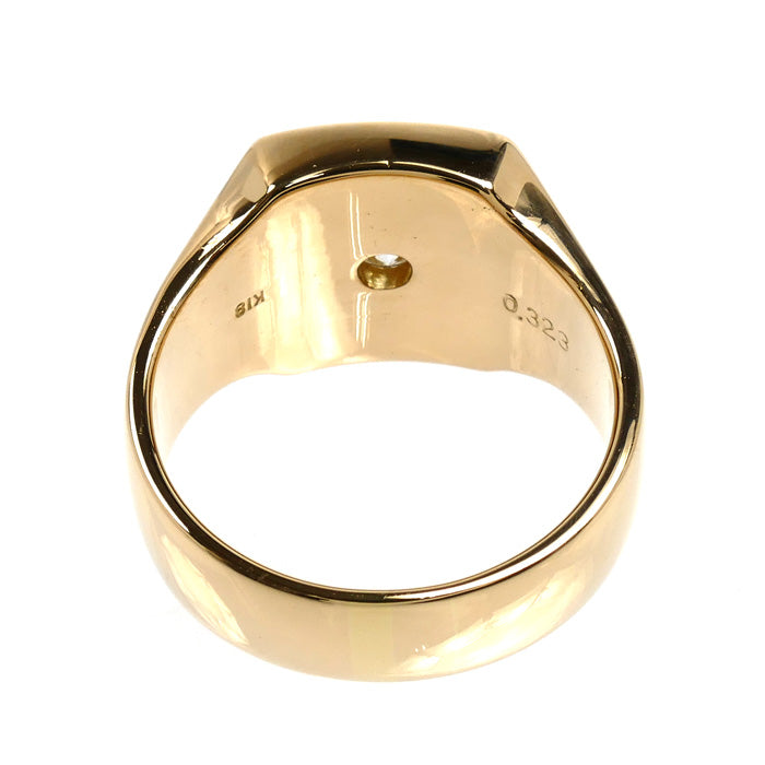 K18YG イエローゴールド 印台 リング・指輪 ダイヤモンド0.323ct 21号 18.9g メンズ【中古】【美品】