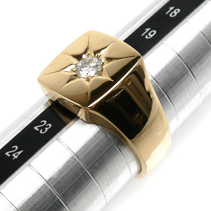 K18YG イエローゴールド 印台 リング・指輪 ダイヤモンド0.323ct 21号 18.9g メンズ【中古】【美品】