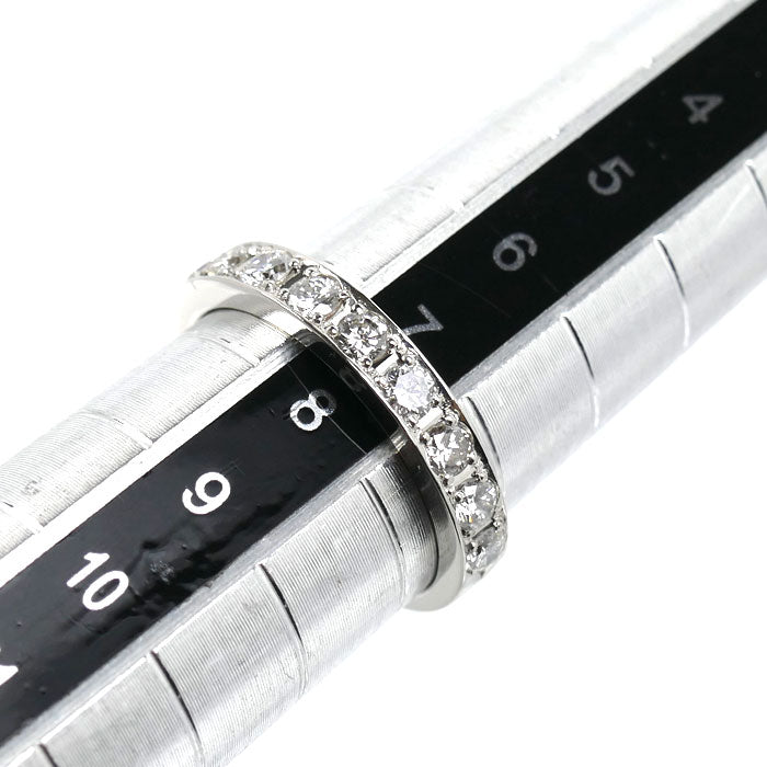 Pt900プラチナ ハーフエタニティ リング・指輪 ダイヤモンド0.49ct 7.5号 3.3g レディース【中古】