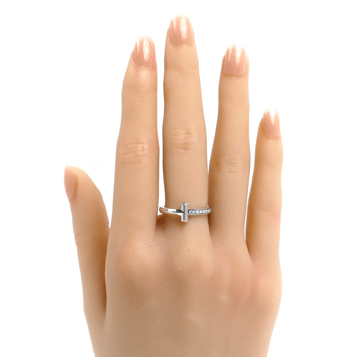 TIFFANY&Co. ティファニー K18WG ホワイトゴールド Tワン リング・指輪 67795571 ダイヤモンド 13号 4.3g レディース【中古】【美品】
