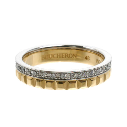 Boucheron ブシュロン K18YG イエローゴールド K18WG ホワイトゴールド キャトル ラディアント ハーフ リング・指輪 JAL00279 ダイヤモンド 8号 48 3.4g レディース【中古】【美品】