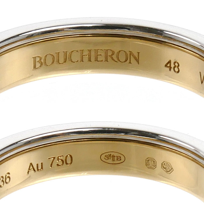 Boucheron ブシュロン K18YG イエローゴールド K18WG ホワイトゴールド キャトル ラディアント ハーフ リング・指輪 JAL00279 ダイヤモンド 8号 48 3.4g レディース【中古】【美品】