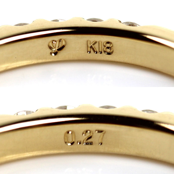 I-PRIMO アイプリモ K18YG イエローゴールド ウェスタリス リング・指輪 ダイヤモンド0.27ct 8号 1.9g ハーフエタニティ レディース【中古】【美品】