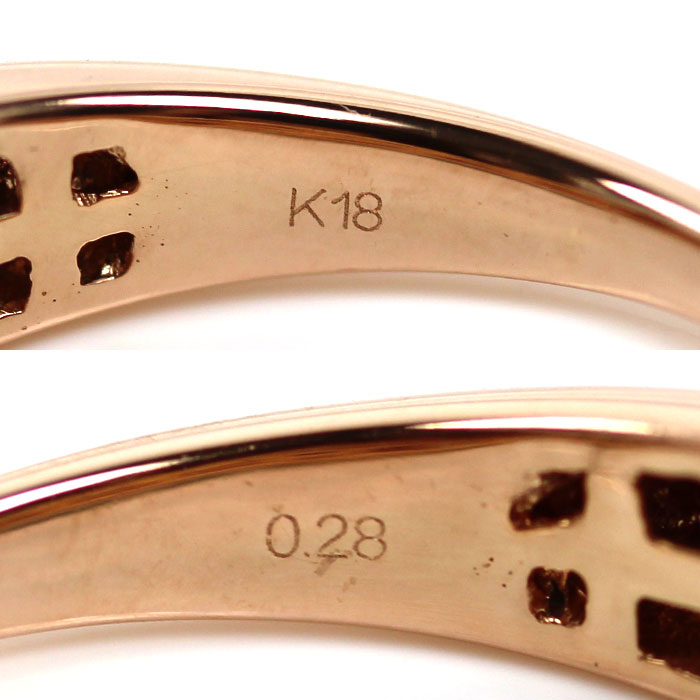 K18PG ピンクゴールド リング・指輪 ダイヤモンド0.28ct 13号 4.6g レディース【中古】