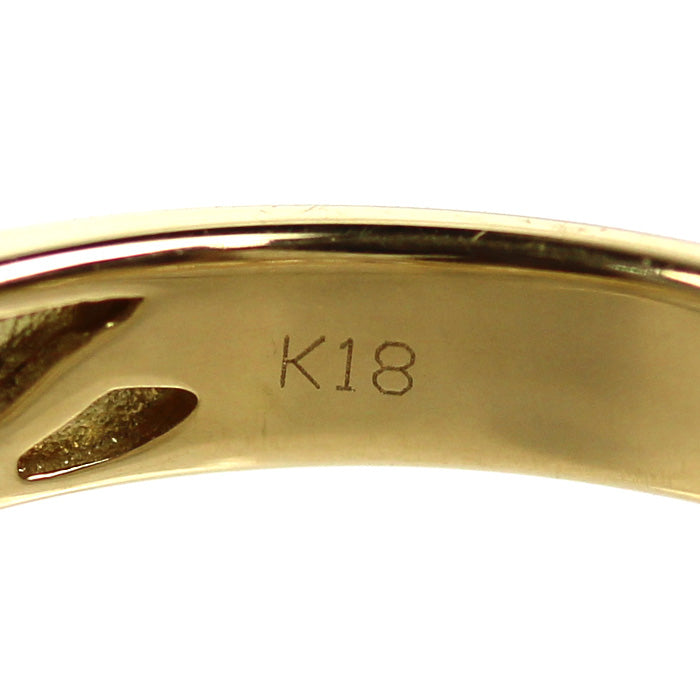 K18YG イエローゴールド ハーフエタニティ リング・指輪 ダイヤモンド 9号 2.7g プリンセスカット レディース【中古】