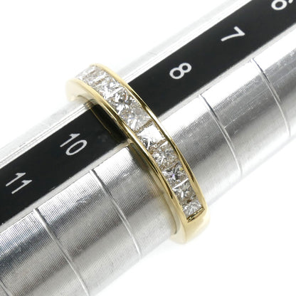 K18YG イエローゴールド ハーフエタニティ リング・指輪 ダイヤモンド 9号 2.7g プリンセスカット レディース【中古】