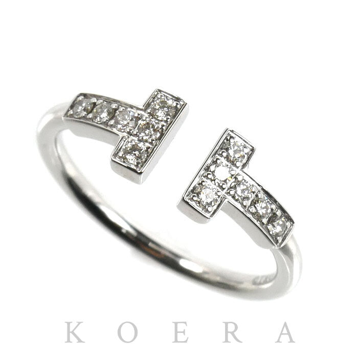 TIFFANY&Co. ティファニー K18WG ホワイトゴールド Tワイヤー ダイヤ リング・指輪 60147237 ダイヤモンド 8号 2.4g レディース【中古】【美品】