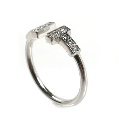 TIFFANY&Co. ティファニー K18WG ホワイトゴールド Tワイヤー ダイヤ リング・指輪 60147237 ダイヤモンド 8号 2.4g レディース【中古】【美品】