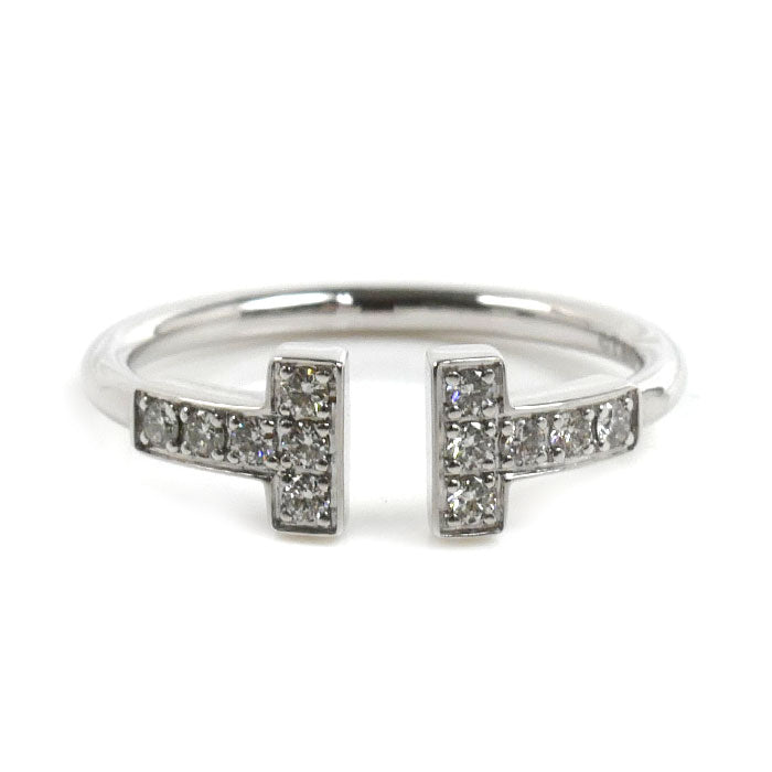 TIFFANY&Co. ティファニー K18WG ホワイトゴールド Tワイヤー ダイヤ リング・指輪 60147237 ダイヤモンド 8号 2.4g レディース【中古】【美品】