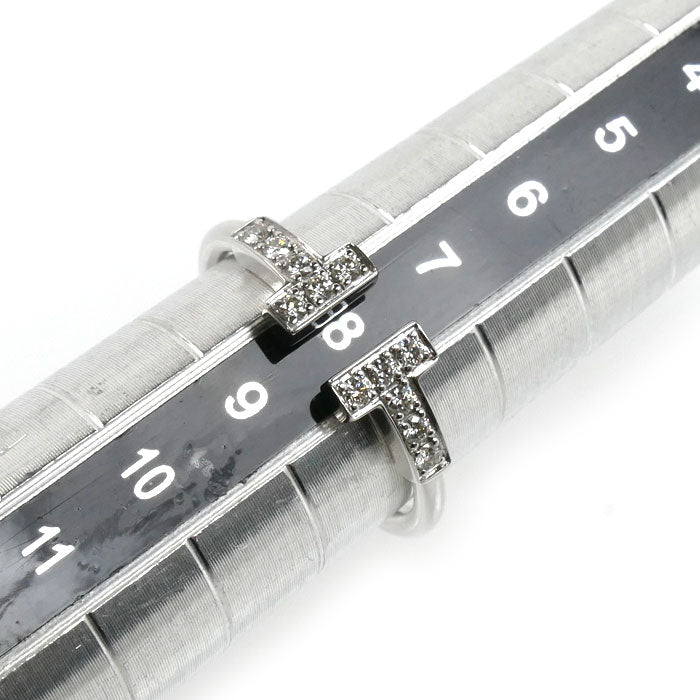 TIFFANY&Co. ティファニー K18WG ホワイトゴールド Tワイヤー ダイヤ リング・指輪 60147237 ダイヤモンド 8号 2.4g レディース【中古】【美品】