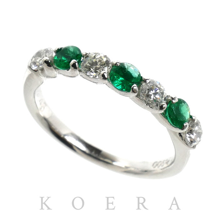 Pt900プラチナ リング・指輪 ダイヤモンド0.43ct エメラルド0.27ct 12号 4.4g レディース【中古】