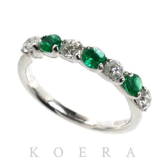 Pt900プラチナ リング・指輪 ダイヤモンド0.43ct エメラルド0.27ct 12号 4.4g レディース【中古】