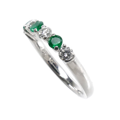 Pt900プラチナ リング・指輪 ダイヤモンド0.43ct エメラルド0.27ct 12号 4.4g レディース【中古】