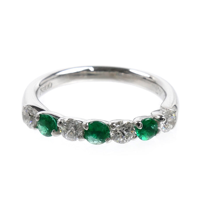 Pt900プラチナ リング・指輪 ダイヤモンド0.43ct エメラルド0.27ct 12号 4.4g レディース【中古】