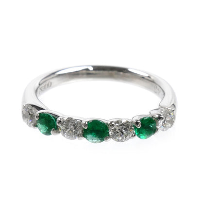 Pt900プラチナ リング・指輪 ダイヤモンド0.43ct エメラルド0.27ct 12号 4.4g レディース【中古】