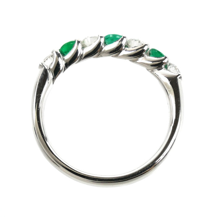 Pt900プラチナ リング・指輪 ダイヤモンド0.43ct エメラルド0.27ct 12号 4.4g レディース【中古】