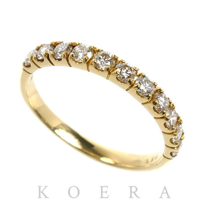 K18YG イエローゴールド ハーフエタニティ リング・指輪 ダイヤモンド0.50ct 11号 2.0g レディース【中古】