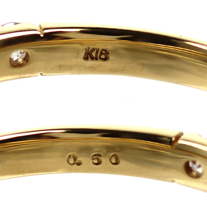 K18YG イエローゴールド ハーフエタニティ リング・指輪 ダイヤモンド0.50ct 11号 2.0g レディース【中古】