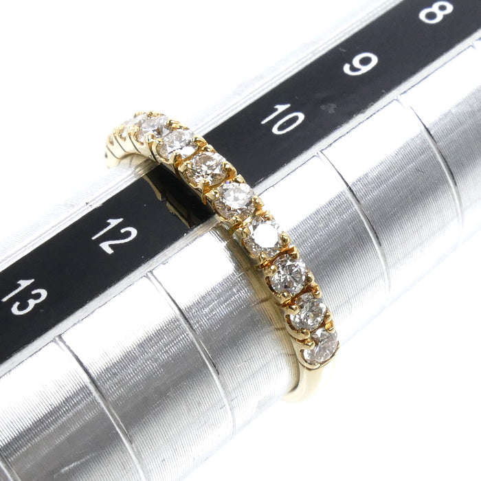 K18YG イエローゴールド ハーフエタニティ リング・指輪 ダイヤモンド0.50ct 11号 2.0g レディース【中古】