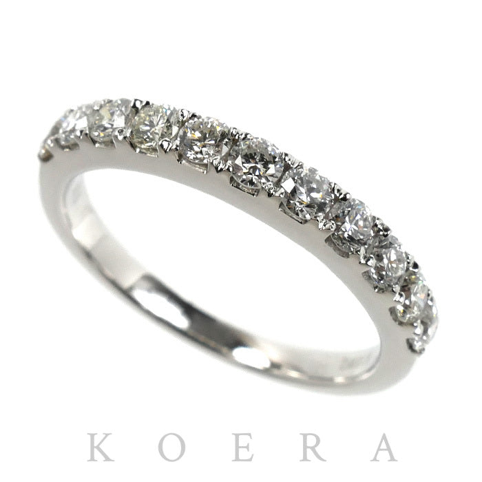K18WG ホワイトゴールド ハーフエタニティ リング・指輪 ダイヤモンド0.60ct 11号 2.8g レディース【中古】【美品】